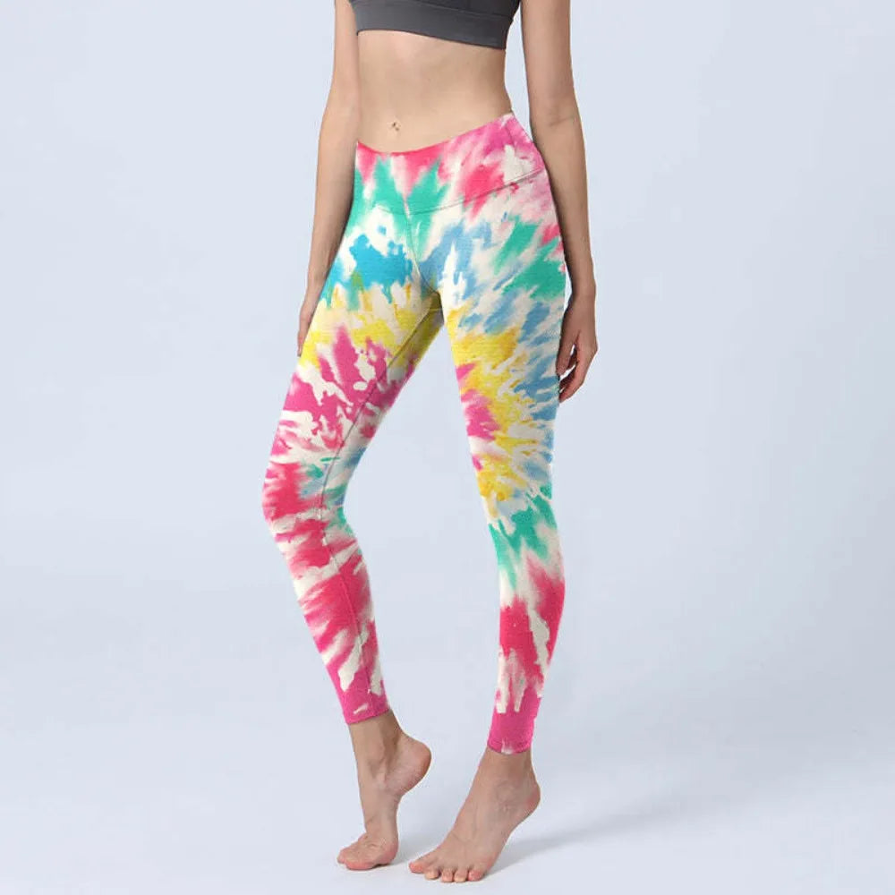 High Waisted Yoga Pants Leggings for Women Bamboo Print Workout Tights Non-See Through Gym Fitness Running Athletic Wear