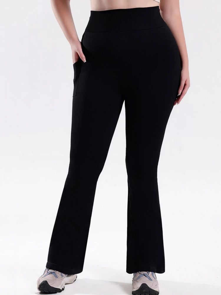 XL-4XL Plus Size Women's Super Soft High Waisted Flare Pants, Leggings Tummy Control Soft Bootleg Bell Bottoms Running