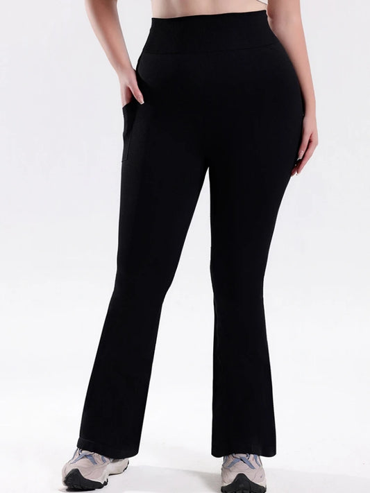 XL-4XL Plus Size Women's Super Soft High Waisted Flare Pants, Leggings Tummy Control Soft Bootleg Bell Bottoms Running