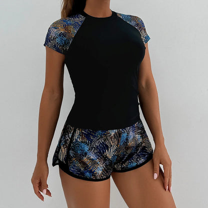 Print Two Pieces Swimsuits Shorts High Waisted Swimwear Female Tankini Sets Beach Wear Bathing Surfing Suit Women Swimming Suit
