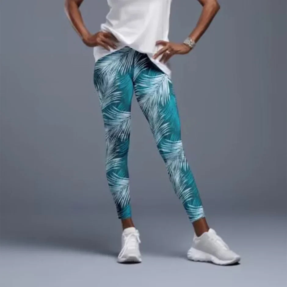 Women High Waist Elastic Pants Fashion High Waist 3D Print Fitness Yoga Gym Leggings