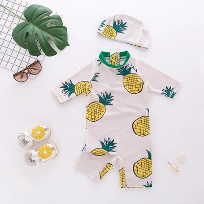 UV Baby Boy Swimsuit One Piece Swimming Jumpsuit Ruffles Bathing Suit SPF 50 Long Sleeve Kids Swimwear for Girls 1-7 Years