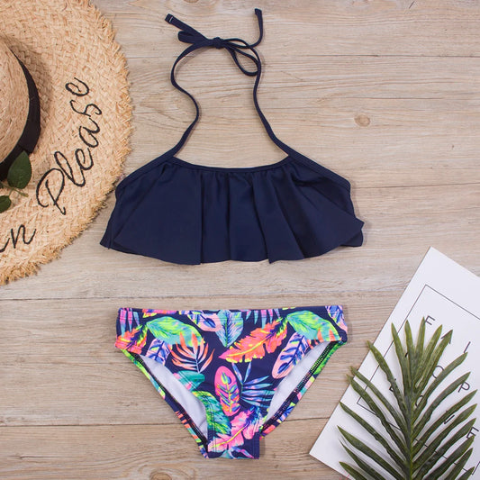 7-14Year Butterfly Print Child Bikini Set 2024 Girls Swimsuit Swimwear For Kids Summer Brazilian Teen Baby Swimming Suit Biquini