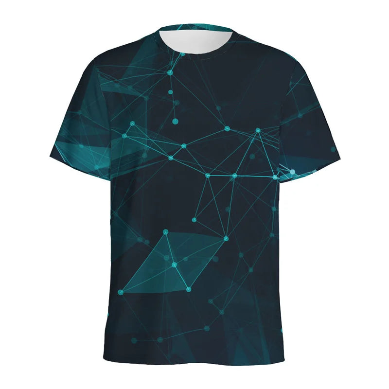 Men's T-Shirts Colorful Polygonal Pattern 3D Print Sports Shirt Woman Gym Summer Short Sleeve Fitness Sportswear Round Neck Tops