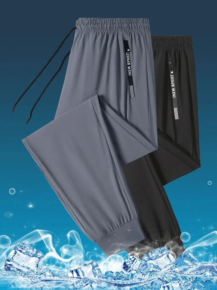 Ice Silk Pants for Men's Summer Thin Style Sports Quick Dried Straight Leg Draping Wide Leg Pants Casual Long Pants for Men