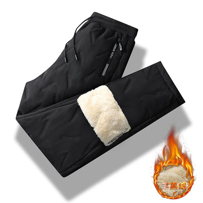 Winter Men Pant Cashmere Thicken Fleece Windproof Sweatpants Men Joggers Cotton Warm Pants Male Waterproof Thermal Trousers Winter