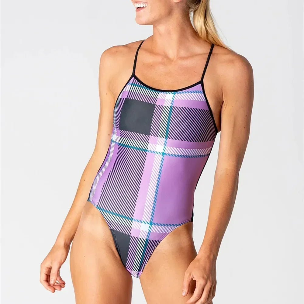 Women One-piece  Thin Strap Swimsuit Open Water Swimming Pool Swimming Swimwear Competition Swimsuit Bathers Squad