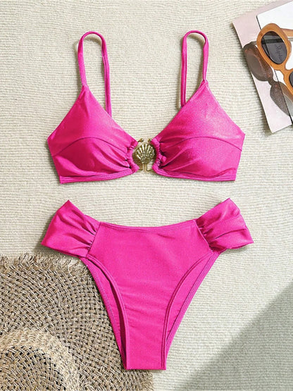 S - XL 7 Colors High Cut Leg Bikini Female Swimsuit Women Swimwear Two-pieces Bikini set Padded Bather Bathing Suit Swim