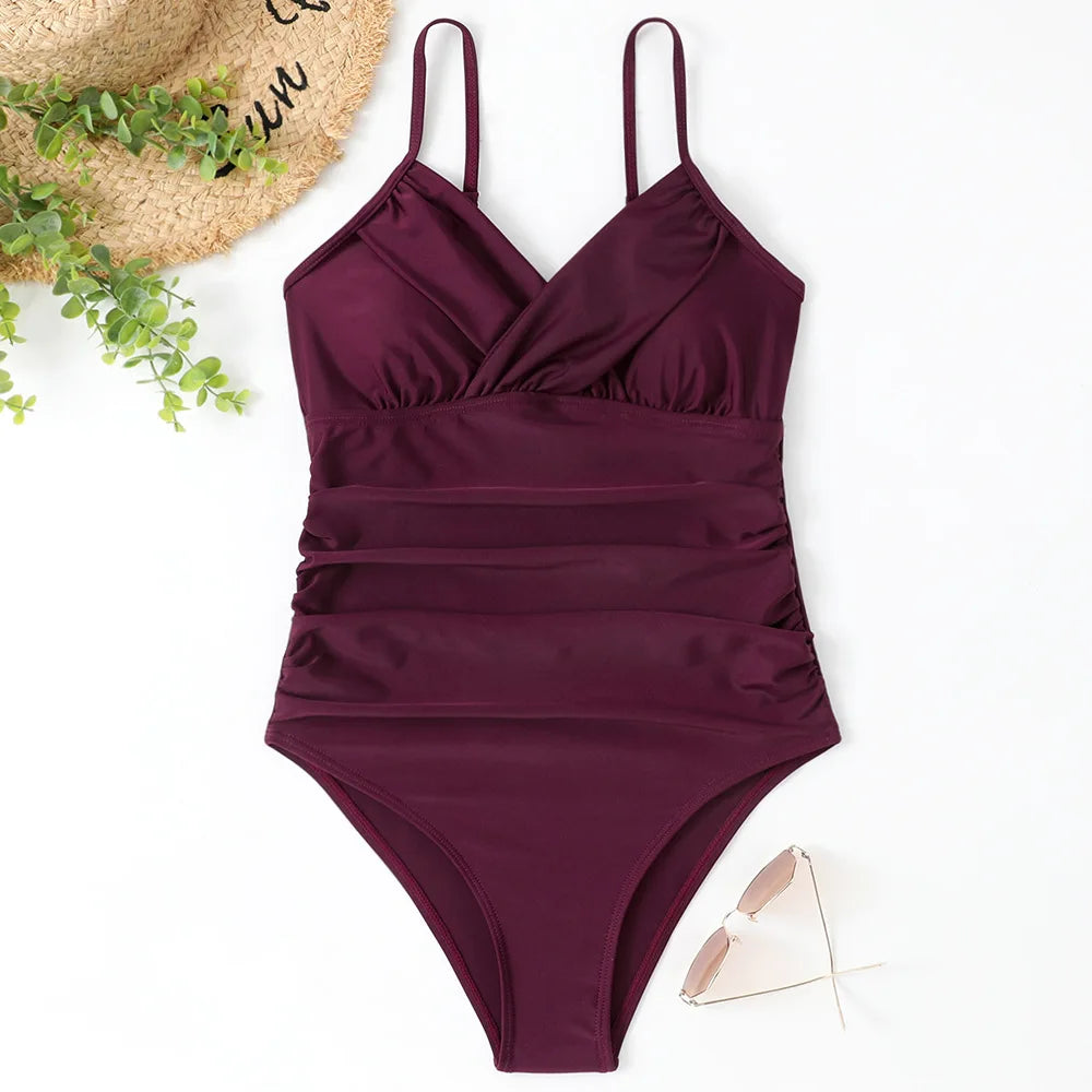 S - XXL Wrinkled One Piece Swimsuit Women Swimwear Female Monokini Swimsuits Bathing Suit Swim Beach Wear Bodysuit