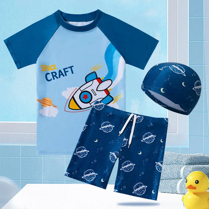 Children's Swimsuits, Men's Primary, Middle, Big Children, Boys, Students' Swimsuits, Baby Split Swimsuits, Swimming Caps