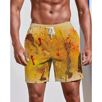Summer Seasons Rendering Shorts Graffiti 3D Printing Men's Beach Pants Swimming Comfortable Quick Drying Fashion Youth Loose Men