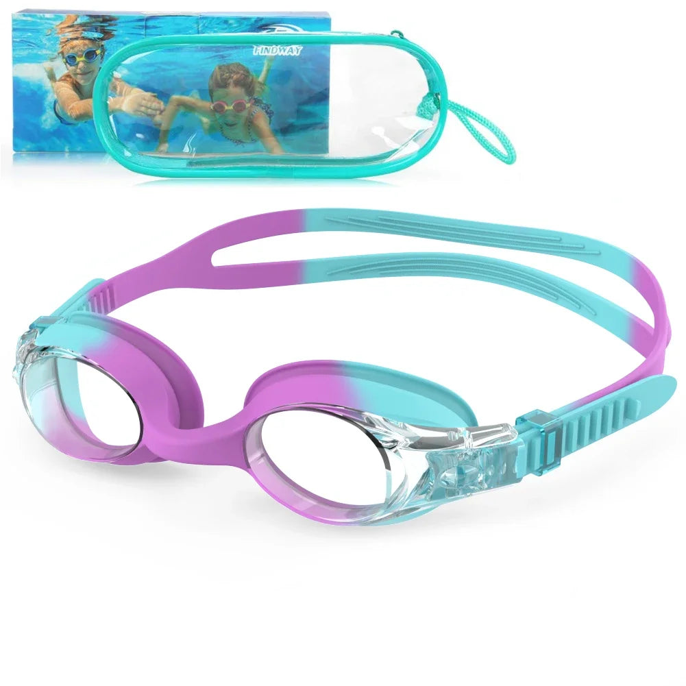 Findway Child Swimming Glasses Upgrade Waterproof Anti Fog UV  Professional Diving Swimming Glasses Eyewear Kids for Age 3-10