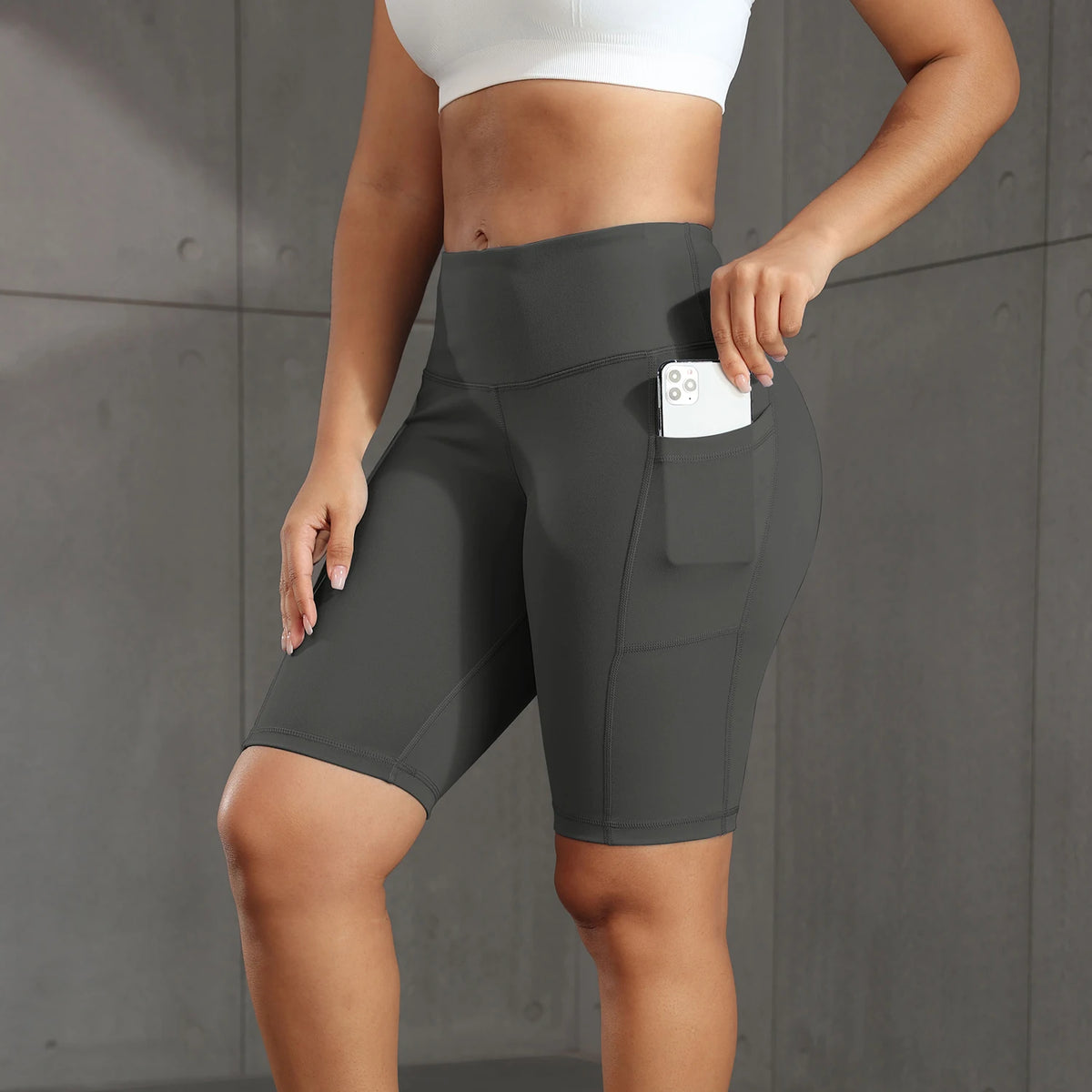 Yoga Shorts with 3 Pockets for Women Tummy Control Workout Biker Tights Stretch High Waist Butt Lifting Gym Shorts Sportswear