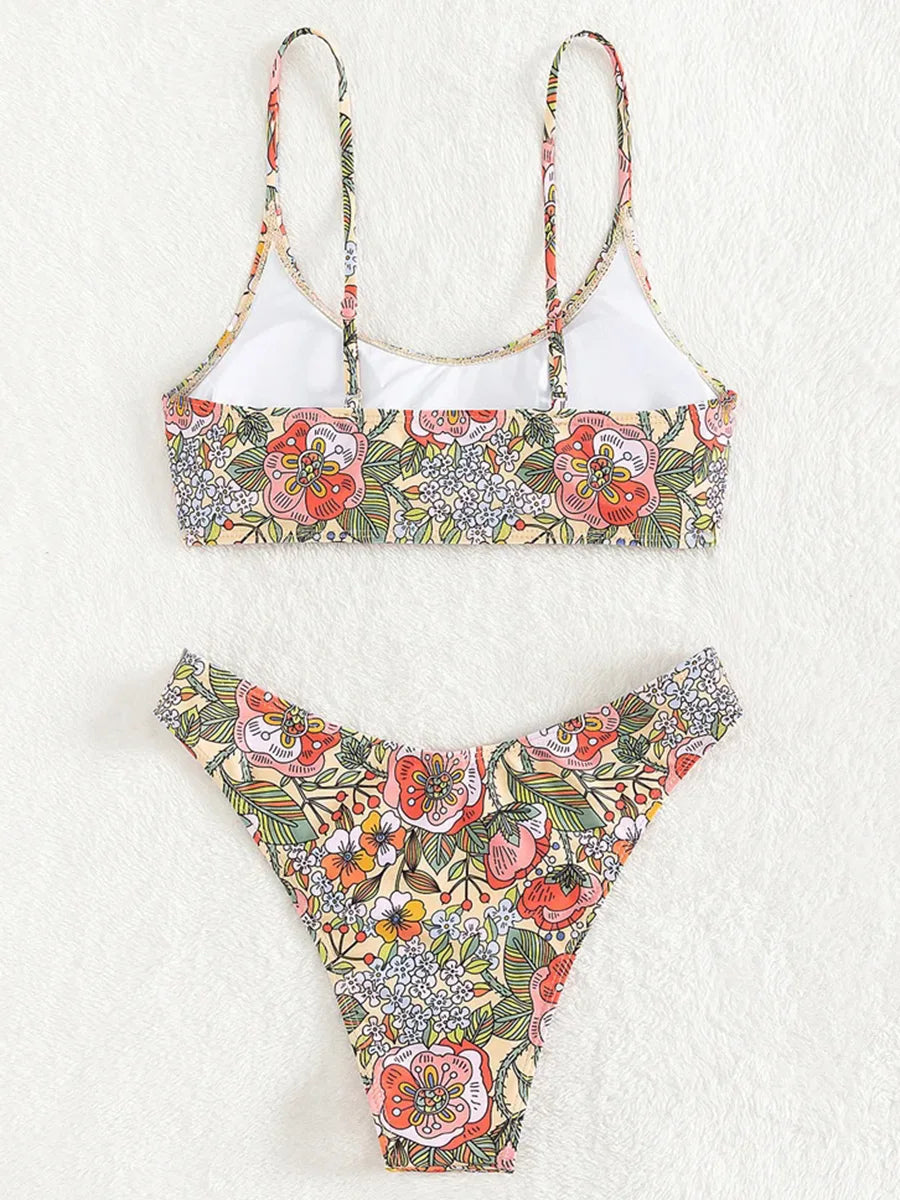 Floral Print Brazilian Bikini Women Swimwear Female Swimsuit Two-pieces Bikini Set Bather Bathing Suit Swim Summer Beach Wear