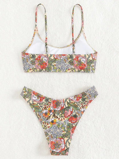 Floral Print Brazilian Bikini Women Swimwear Female Swimsuit Two-pieces Bikini Set Bather Bathing Suit Swim Summer Beach Wear