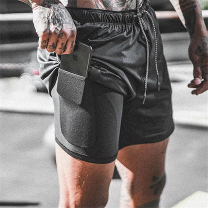 Sport Shorts Men Sportswear Double-deck Running Shorts 2 In 1 Beach Bottoms Summer Gym Fitness Training Jogging Short Pants