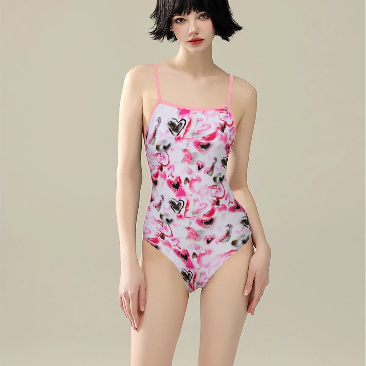 Racing swimsuit women's hot spring swimming pool print one-piece swimsuit nylon high elastic bikini