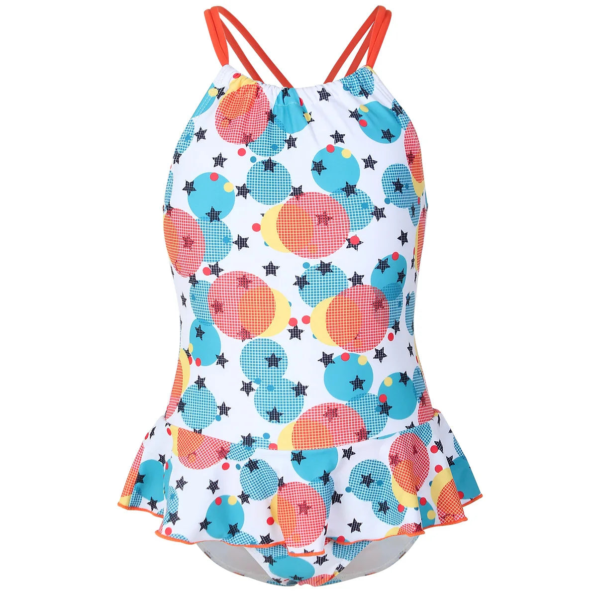 Floral Print Girls One Piece Swimsuit Ruffle Skirt 7-12 Years Summer Kids Swimwear Children High Neck Bathing Suits Beach