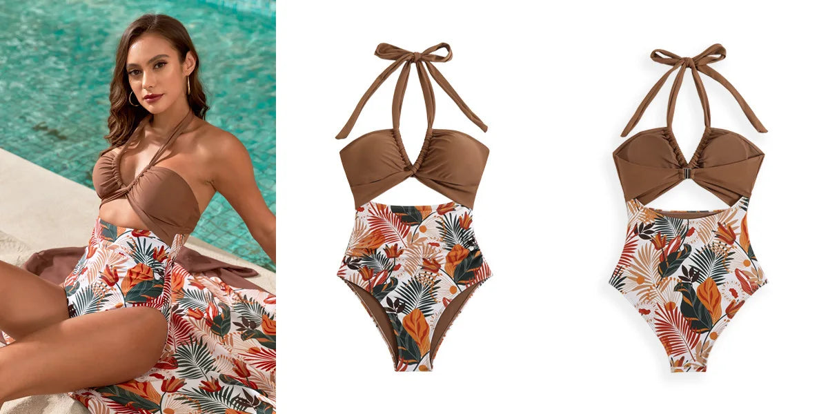 Print One Piece Swimsuits Closed Women's Swimwear Push Up For Swimming Wear Body Bathing Suits Beachwear Pool Bather