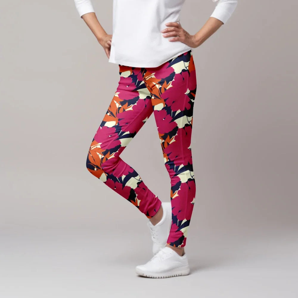 Fitness Leggings High Waist 3D Flowers Pattern Digital Print Casual Trousers Woman's Leggings