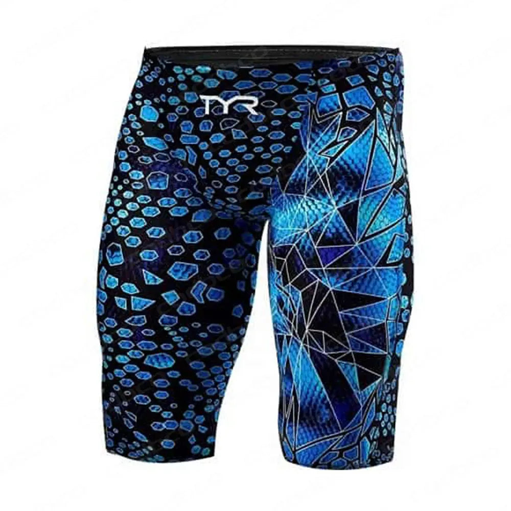 Summer Men's Swim Jammer Swimsuit Shorts Print Beach Surfing Tights Shorts Quick Dry Swimming Trunks Sports Swim Pants Swimwear