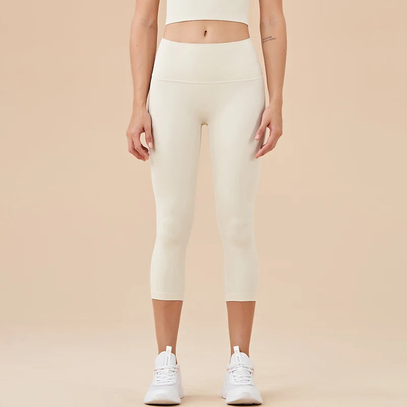 Women's High-Waisted Capri Yoga Leggings with Hidden Pocket