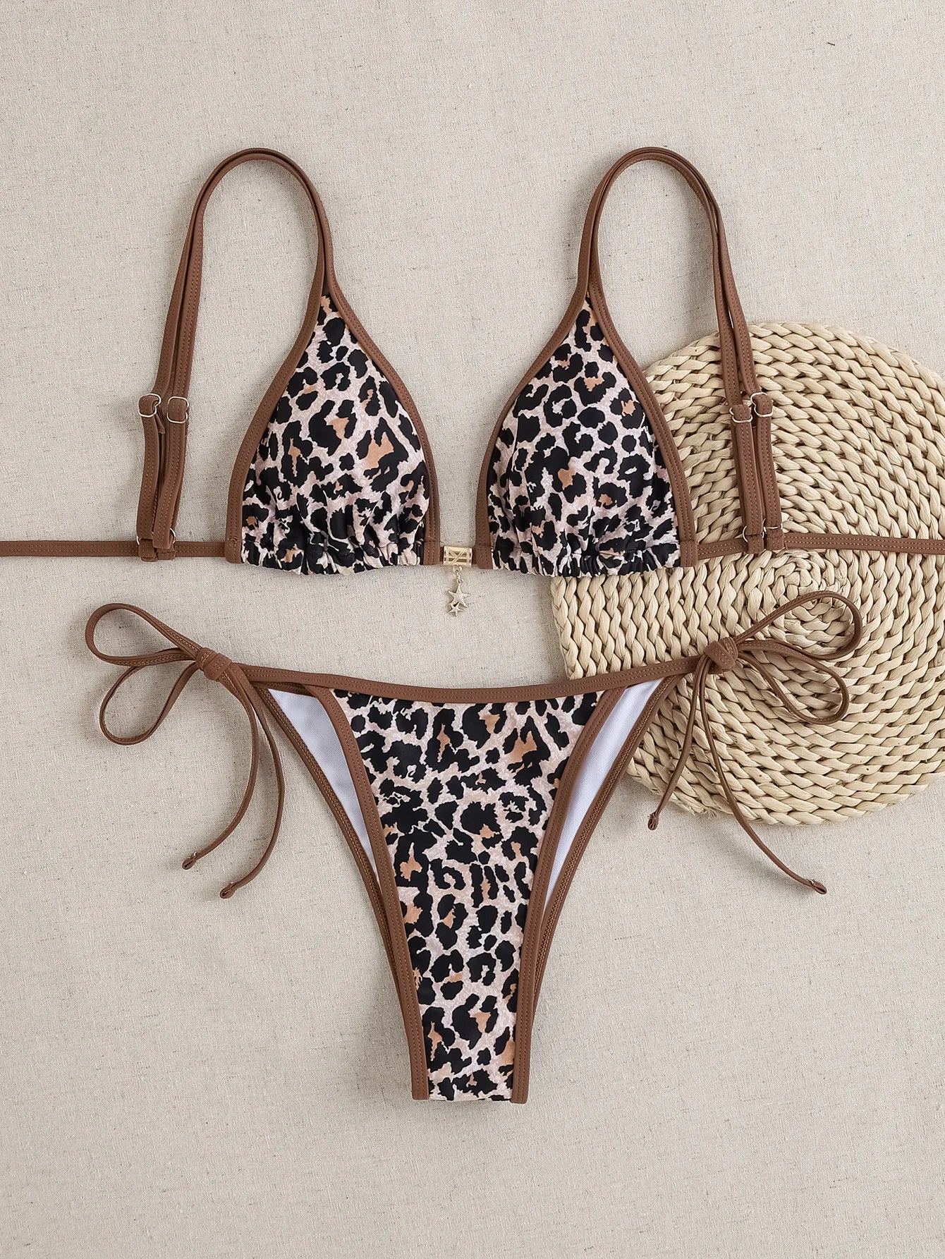 Triangle Bikini Set - Floral Print Push Up Swimsuit & Brazilian Bottoms