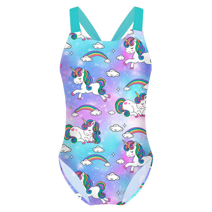 4-16 Years Girls Swimsuit Summer Brazilian Beach Swimming Suits Wear Shoulder Straps One-Piece Swimsuits for Kids Girls Swimwear