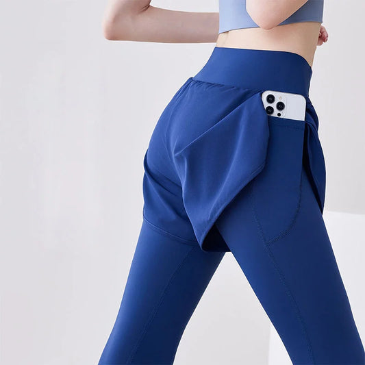 Aiithuug with Pocket  Athletic 2 in 1 Running Shorts with Leggings High Waist Elastic Yoga Dance Pants Quick Dry Athletic Gym