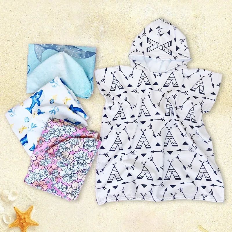 Beach Towel for Boys Girls Hooded Bath Towel Wrap Toddler Pool Towel with Hood Microfiber Absorbent Sweat-absorbent Swim Robe