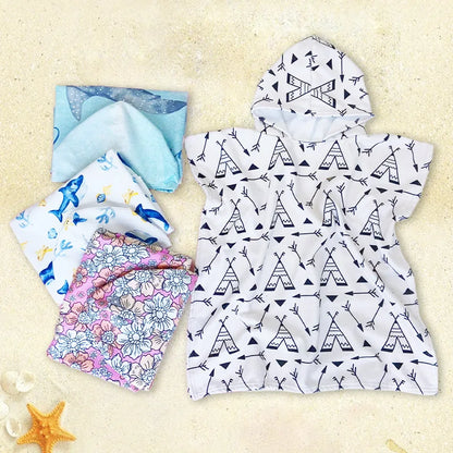 Beach Towel for Boys Girls Hooded Bath Towel Wrap Toddler Pool Towel with Hood Microfiber Absorbent Sweat-absorbent Swim Robe