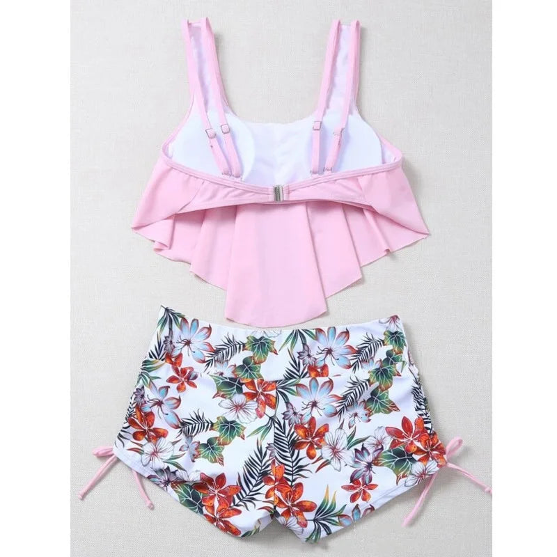 Summer Print Swimsuit Tankini Sets Female Swimwear Sports Beach Wear Two-Piece Girls Bathing Suits Pool Women Swimming Suit