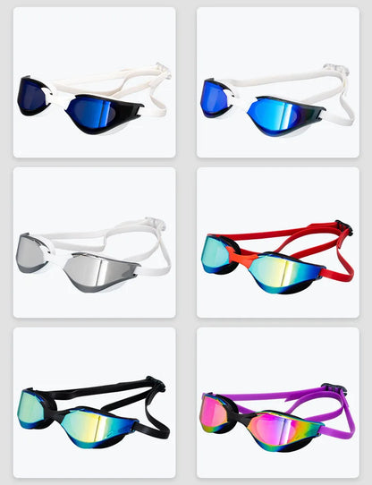 Professional Adult Swim Goggles Waterproof Fog-proof Racing Goggles Men Women Cool Silver Plated Swimming Equip