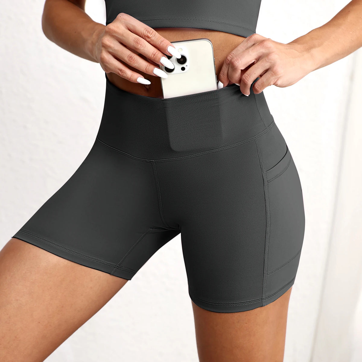 Women's Yoga Shorts with Pockets Stretch Tummy Control Workout Shorts  Running Athletic Shorts for Gym Cycling Sportswear