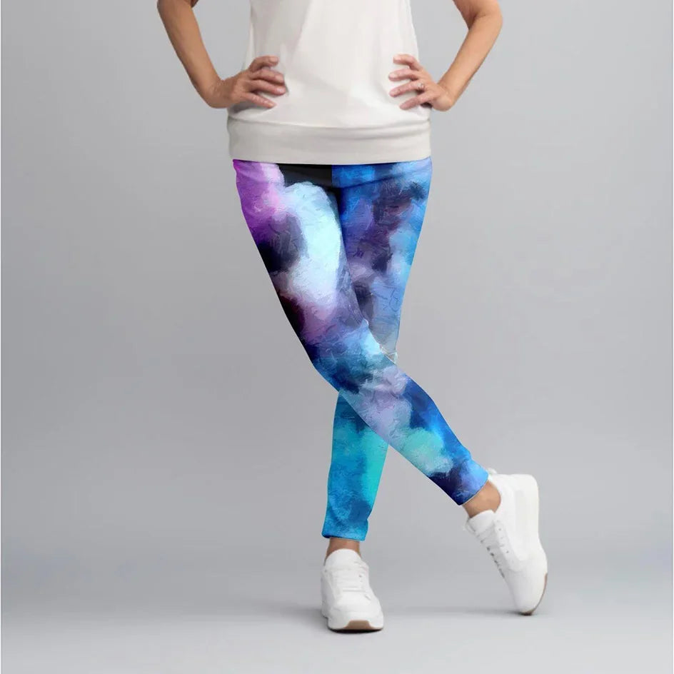 Women High Waist Elastic Pants Fashion High Waist 3D Print Fitness Yoga Gym Leggings