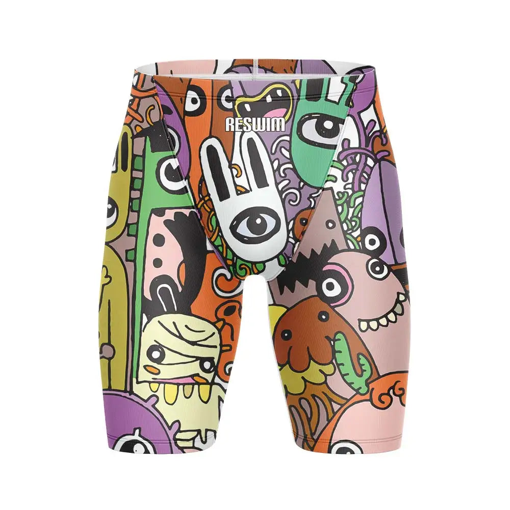 Summer Men's Swim Jammer Athletic Training Swimsuit Swimming Trunks Beach Pool Tights Shorts Quick Dry Running Surfing Pants