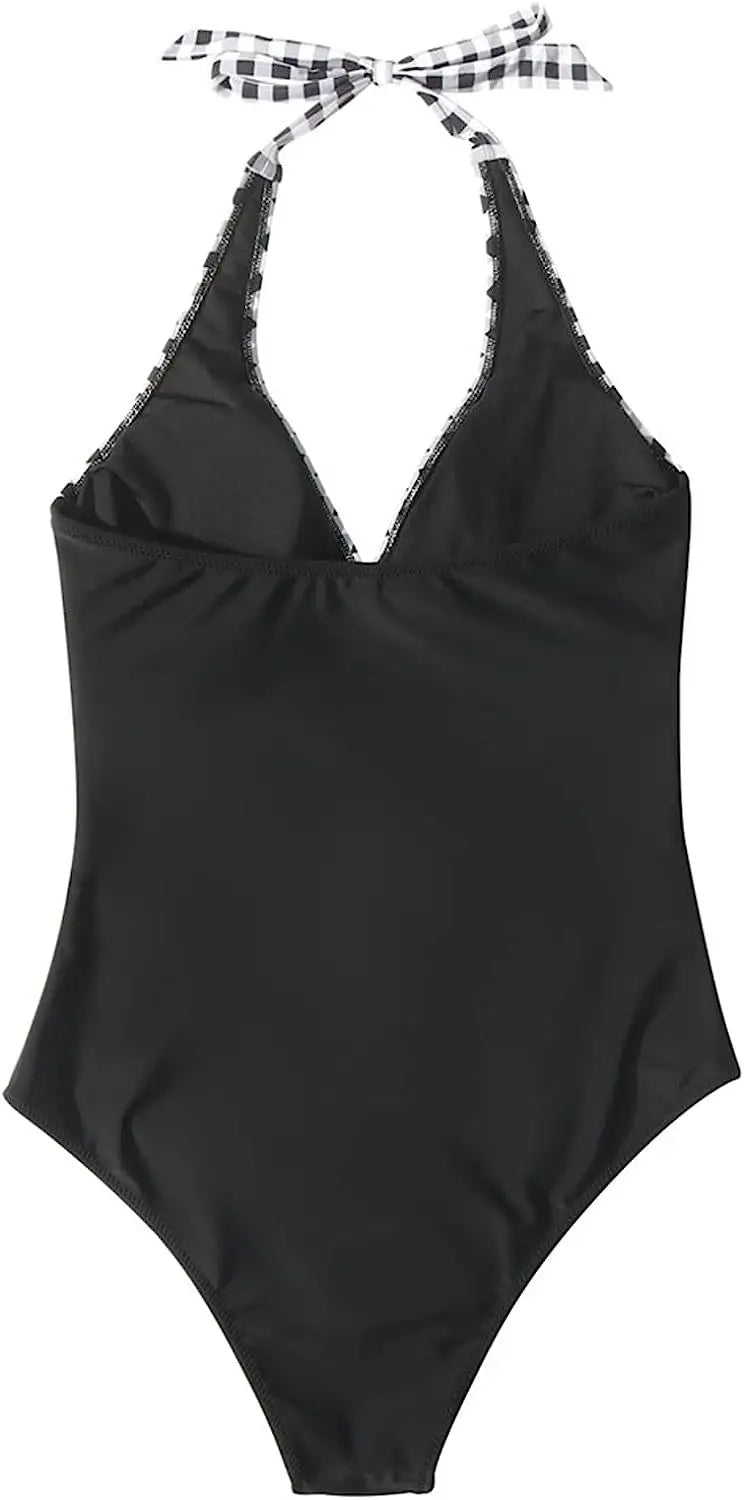 S - XXL Wrinkled Halter V Neck One Piece Swimsuit Women Swimwear Female Monokini Backless Bathing Suit Swim Beachwear Bodysuit