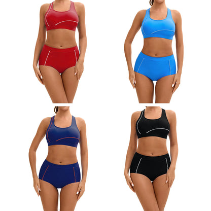 Womens Swim Sets Athletic Swimsuit Chest Pads Tank Top Swim Tops and Bottoms Suit Sport Swimwear Outfits Rash Guard Bathing Suit