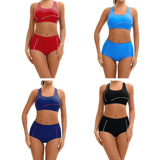 Womens Swim Sets Athletic Swimsuit Chest Pads Tank Top Swim Tops and Bottoms Suit Sport Swimwear Outfits Rash Guard Bathing Suit