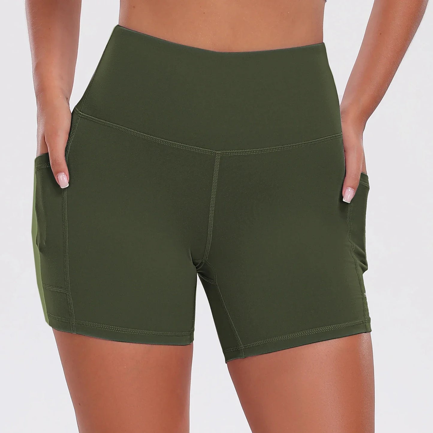 Women Shorts with Pockets Tummy Control Butt Lifting Cycling Tights Stretchy Slim Gym Sports Shorts Summer Casual Wear