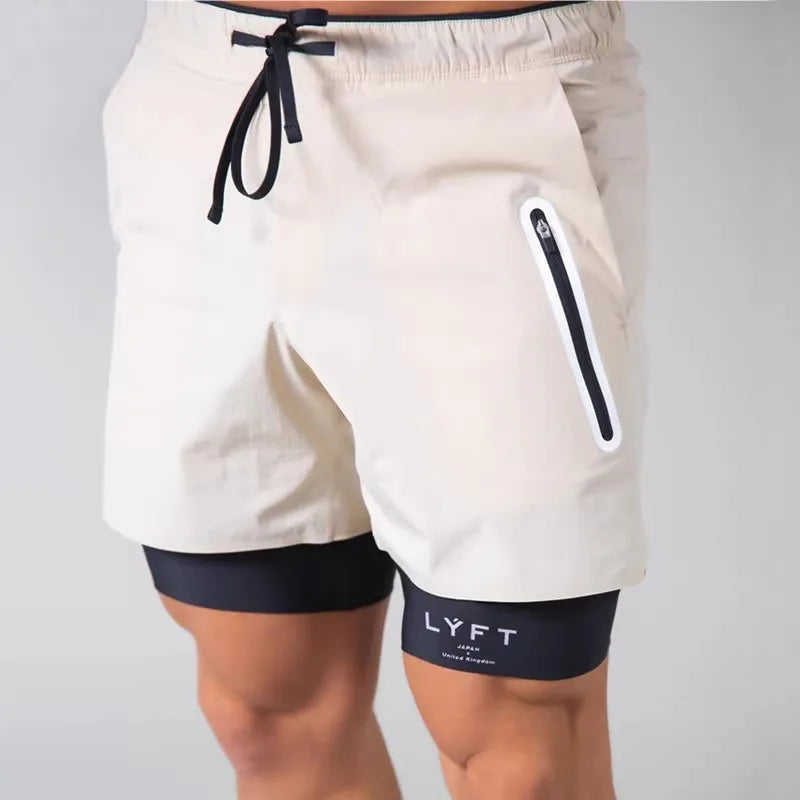 Running Training Men's Sports Shorts Double-layer Anti-glare Quick-drying Fitness Shorts