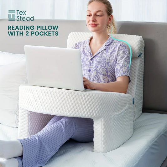 gaming armrest pillow, memory foam reading pillow, oversized support cushion, removable washable cover,,long session support,