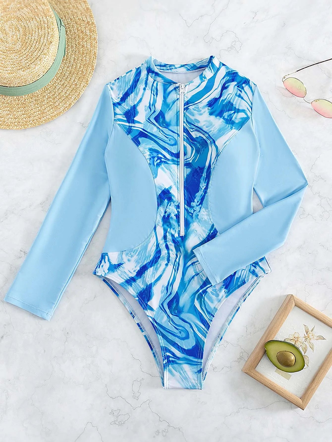 Beautiful Conservative Thai Style One Piece Swimsuit for Women Ideal for Swimming Gyms And Hot Spring Soaking Long Sleeve