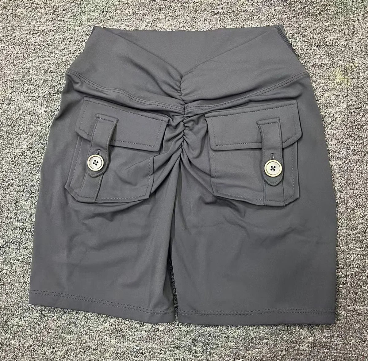 Deep V Back Yoga Shorts Women Pocket Scrunched Butt Gym Leggings High Waist Push Up Tights Booty Sports Shorts Fitness