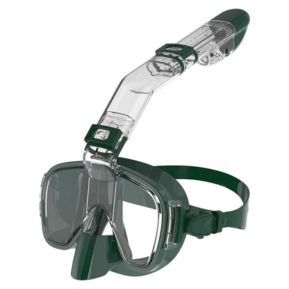 Diving Mask Foldable Anti-Fog Snorkel Mask Set with Full Dry Top System for Free Swim Professional Snorkeling Gear Adults Kids