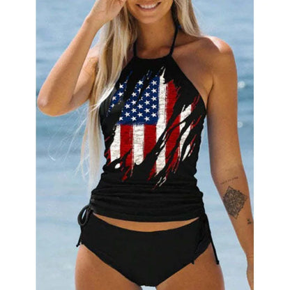 Women's Bathing Suit Coconut Drawstring Side Halter Neck Tankini Set Summer Beach Wear Cute Swimwear Women Swimsuit Bikini