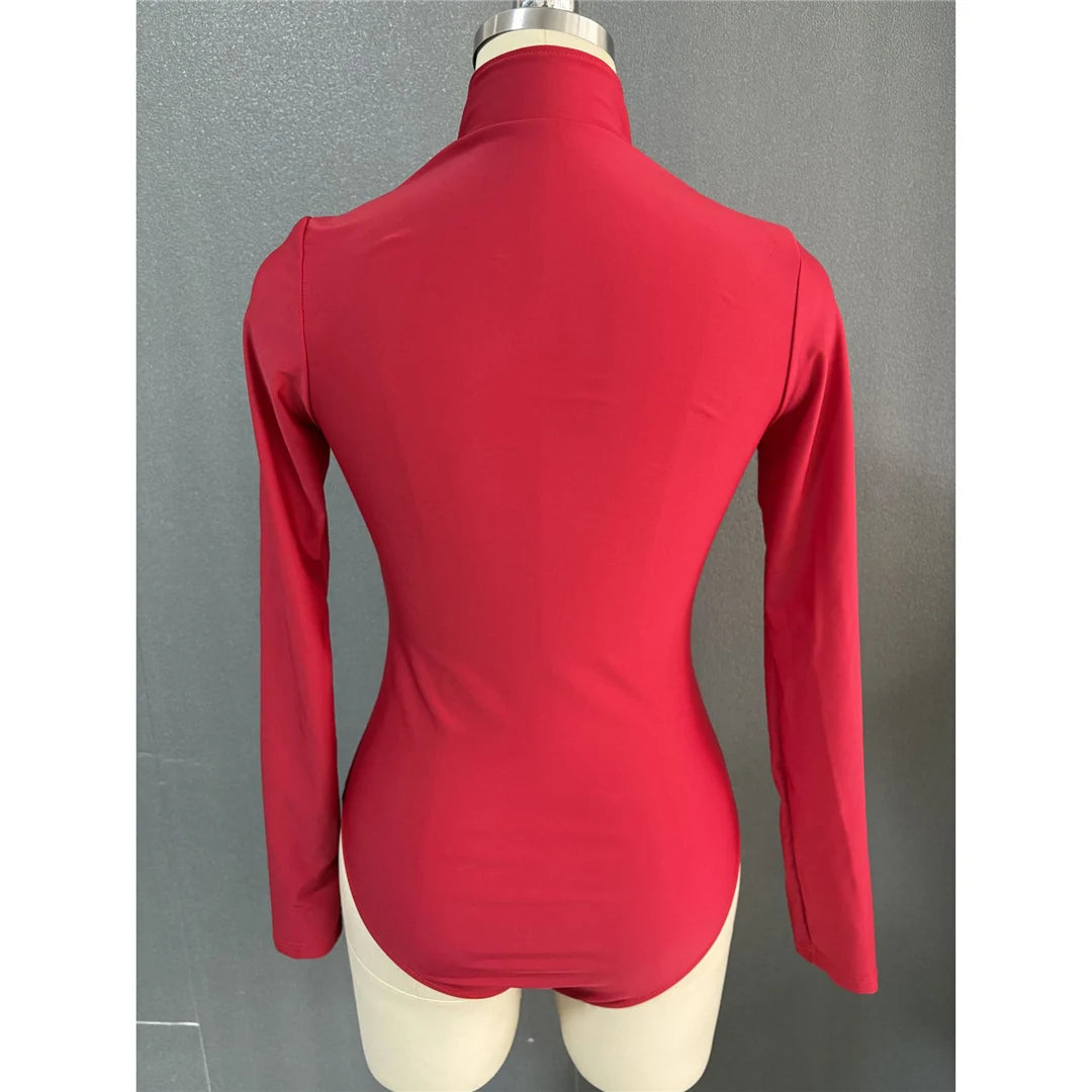 S - 2XL 4 Colors Long Sleeve With Zipper Surf Rash Guard One Piece Swimsuit Women Swimwear Female Bather Bathing Suit Swim