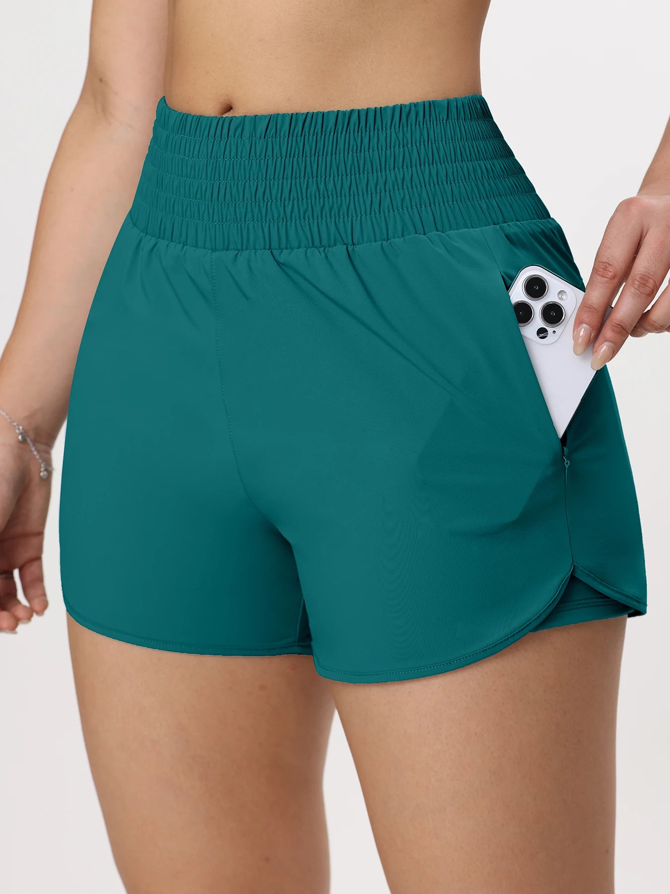 2024 Pockets Shorts Woman High Waist Fashion Stretch Athletic Sport Shorts Woman Running Outdoors Fitness Short Pants