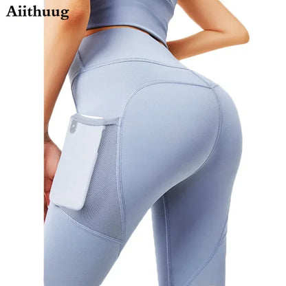 Pockets Yoga Leggings Peach Butt Lifting Yoga Legging High Waist Tummy Control Gym Leggings Running Jogging Pants