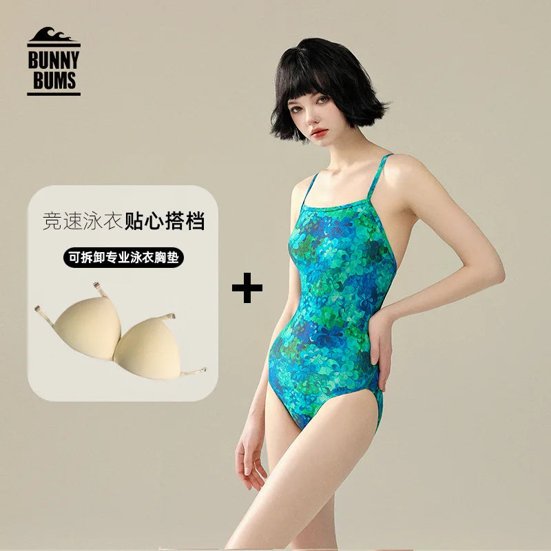 One-piece Triangle Swimsuit Women's Racing Professional Sports Training One-piece Spa Fashion Swimsuit Bathers pool Squad